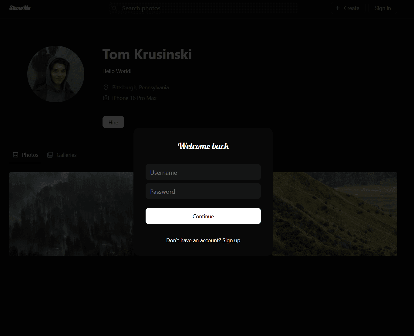 Login modal